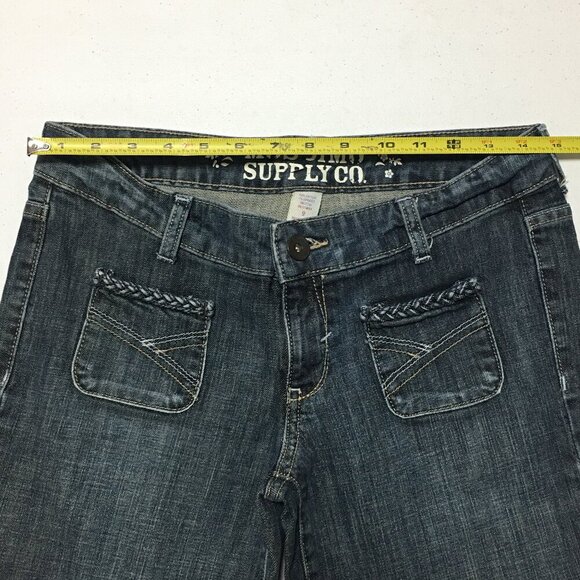 Mossimo Women Low Rise Y2K 90's Blue Wide Leg Dark Wash Jeans Denim size 9 - Picture 7 of 11